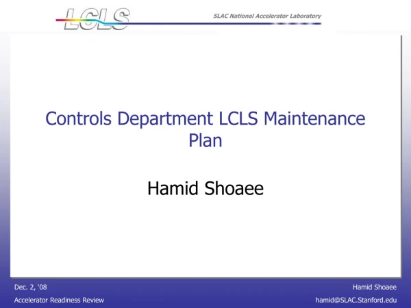 Controls Department LCLS Maintenance Plan