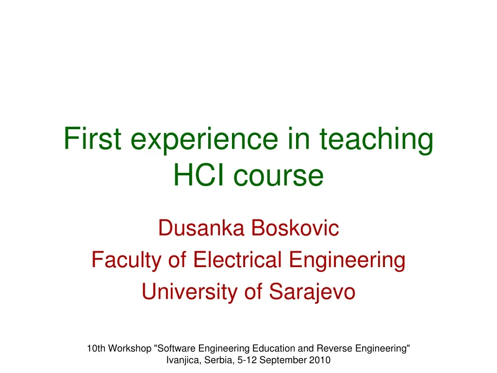 first experience in teaching hci course