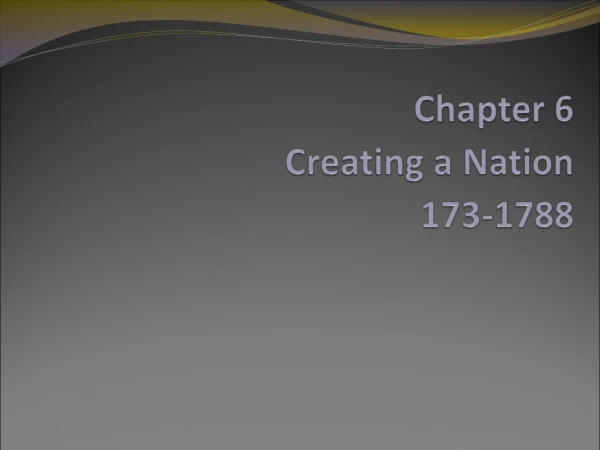 Chapter 6 Creating a Nation 173-1788