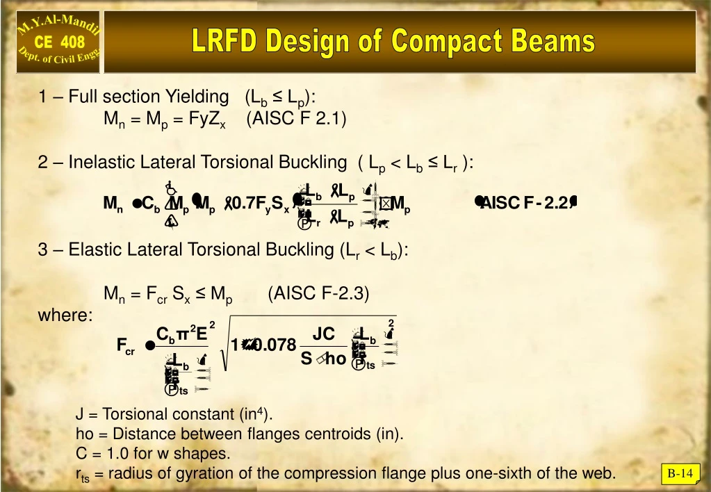 lrfd design of compact beams