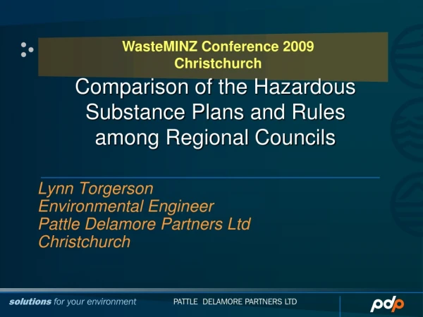 Comparison of the Hazardous Substance Plans and Rules  among Regional Councils