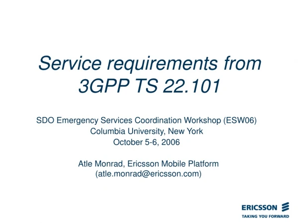 Service requirements from 3GPP TS 22.101