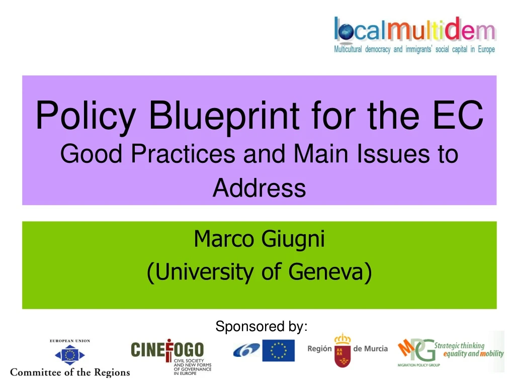 policy blueprint for the ec good practices and main issues to address