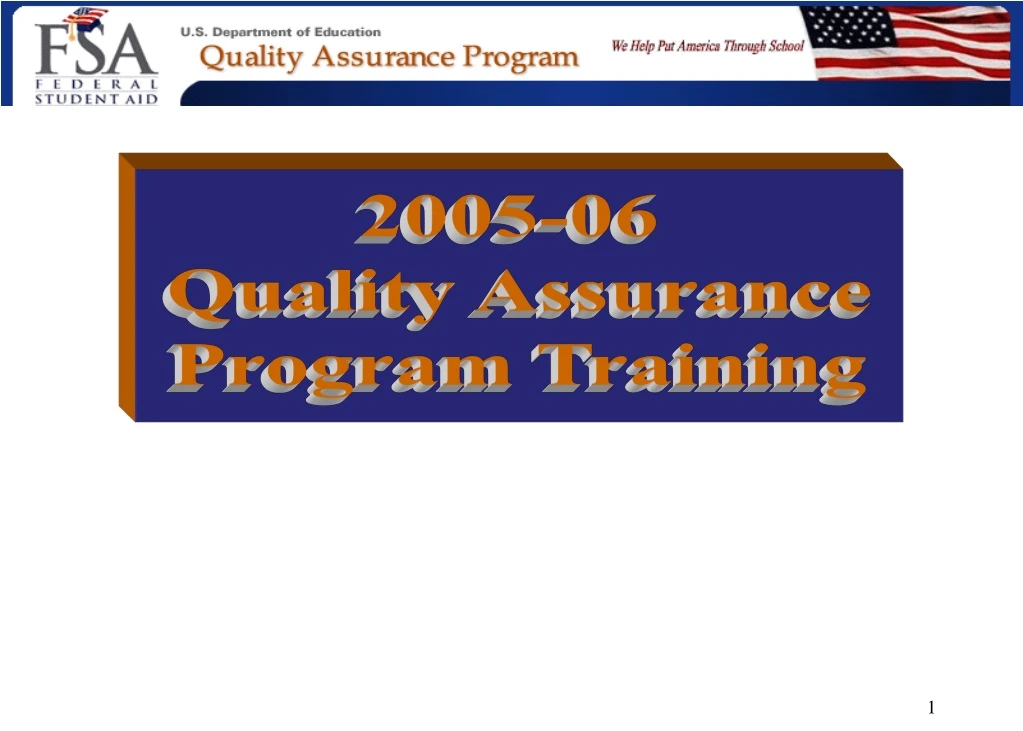 2005 06 quality assurance program training