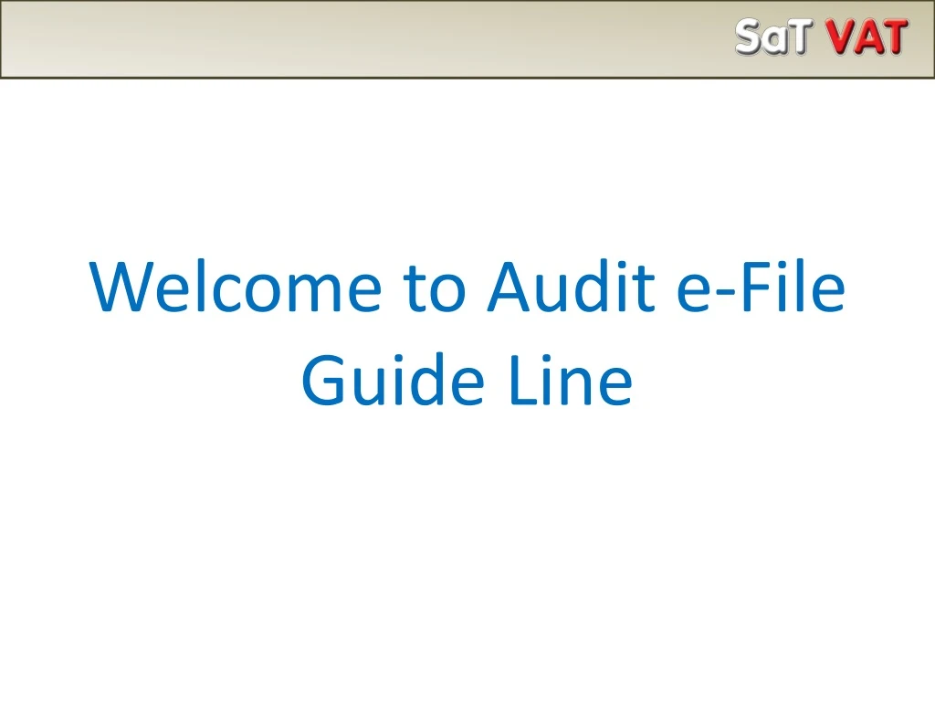 welcome to audit e file guide line