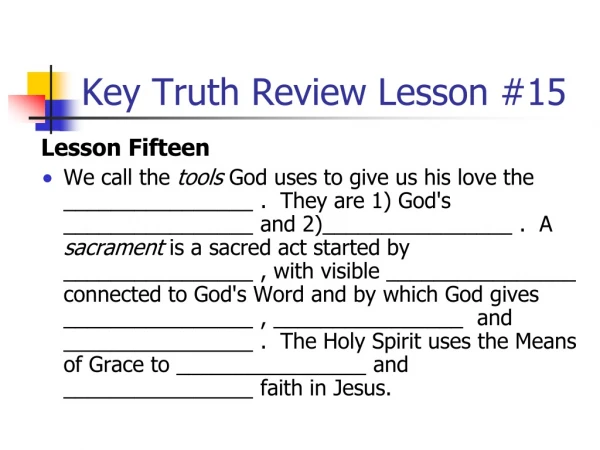 Key Truth Review Lesson #15