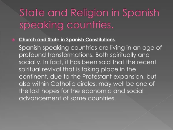 State  and  Religion  in  Spanish speaking countries .