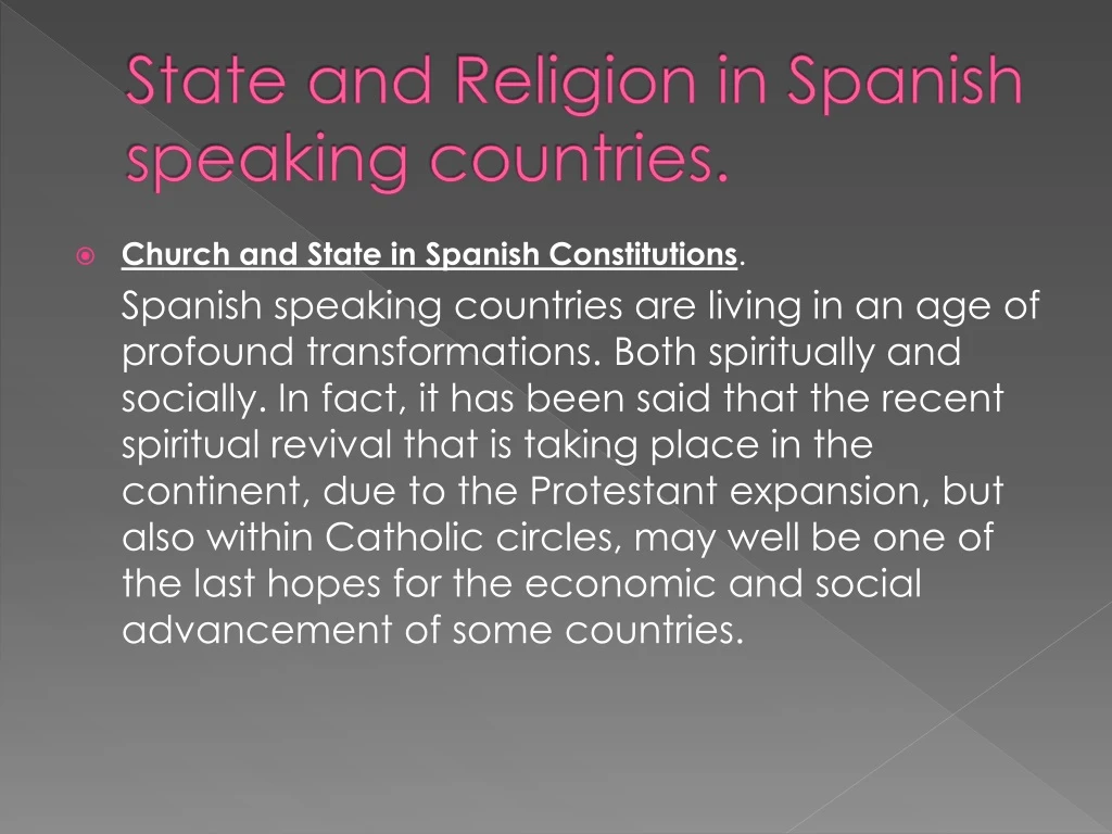 state and religion in spanish speaking countries