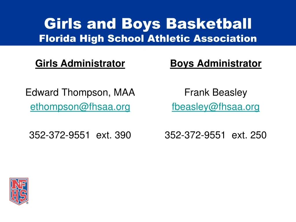 girls and boys basketball florida high school athletic association