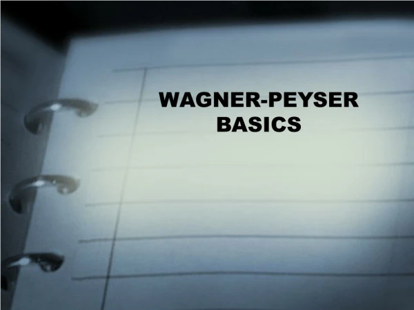 WAGNER-PEYSER BASICS