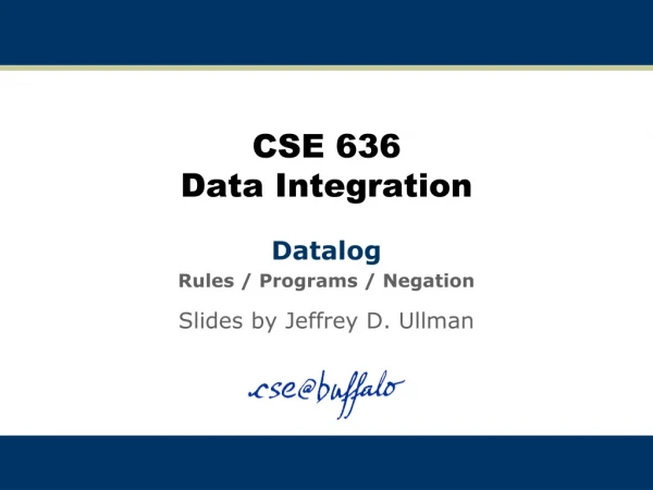 CSE 636 Data Integration
