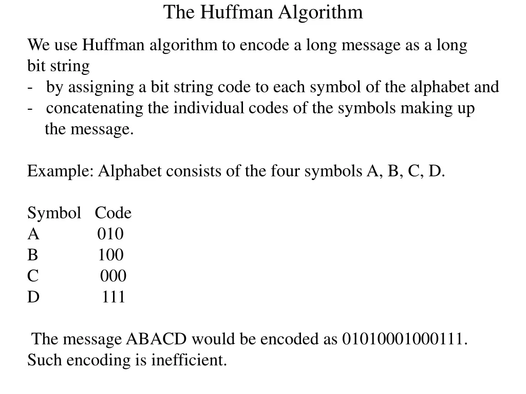 the huffman algorithm