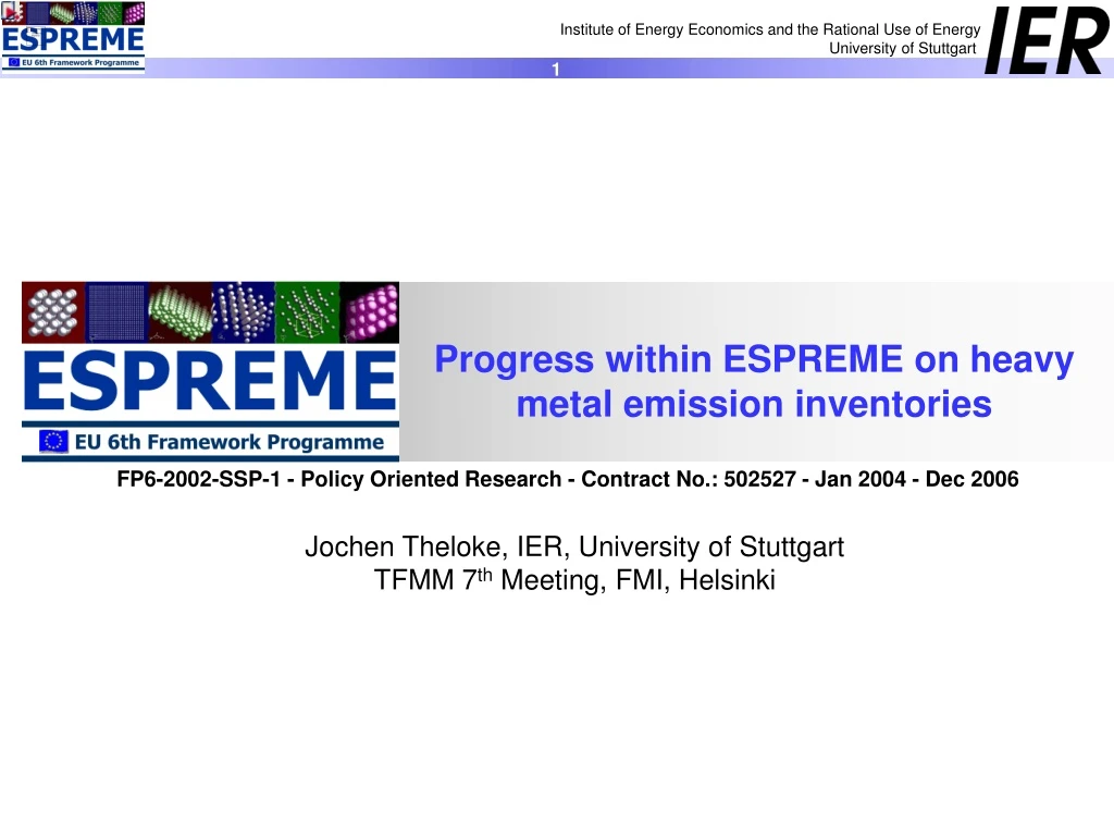 progress within espreme on heavy metal emission