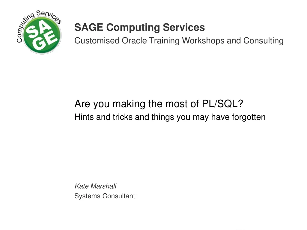 sage computing services customised oracle