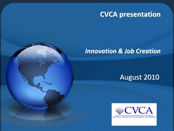 CVCA presentation  Innovation &amp; Job Creation