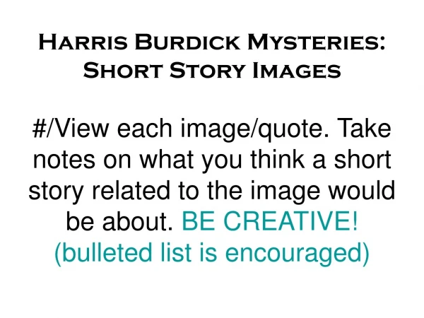 Harris Burdick Mysteries: Short Story Images