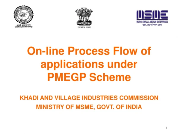 On-line Process Flow of applications under  PMEGP Scheme KHADI AND VILLAGE INDUSTRIES COMMISSION