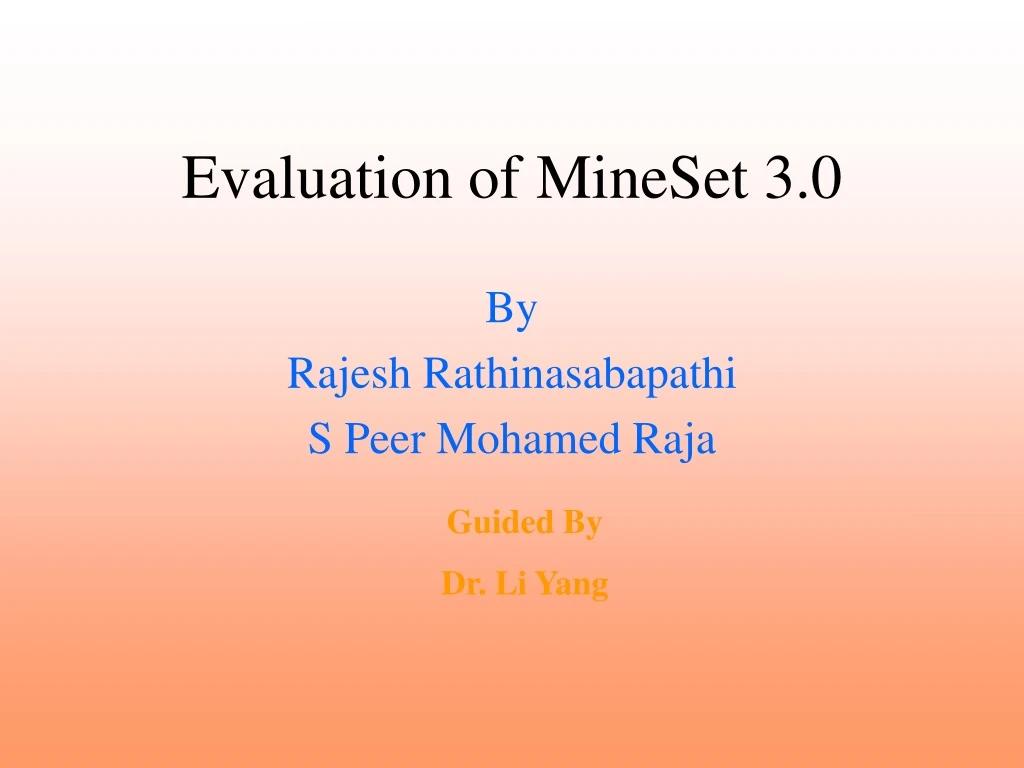 evaluation of mineset 3 0