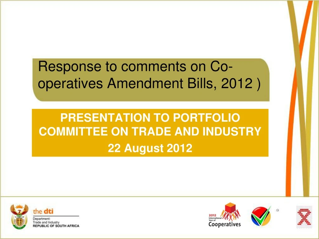 response to comments on co operatives amendment bills 2012
