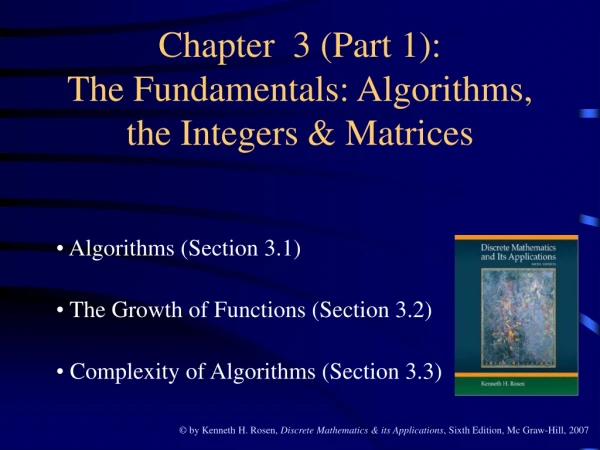 Chapter  3 (Part 1): The Fundamentals: Algorithms, the Integers &amp; Matrices