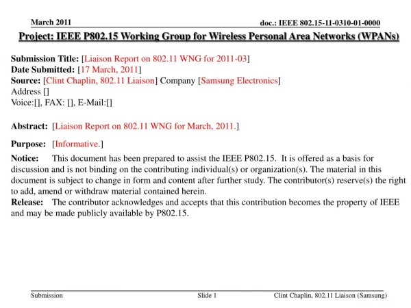 Project: IEEE P802.15 Working Group for Wireless Personal Area Networks (WPANs)