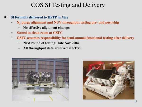 COS SI Testing and Delivery