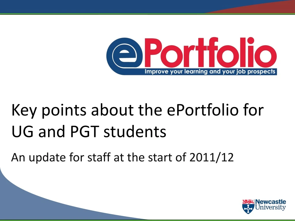 key points about the eportfolio for ug and pgt students