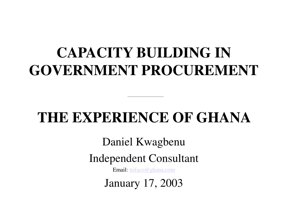 capacity building in government procurement
