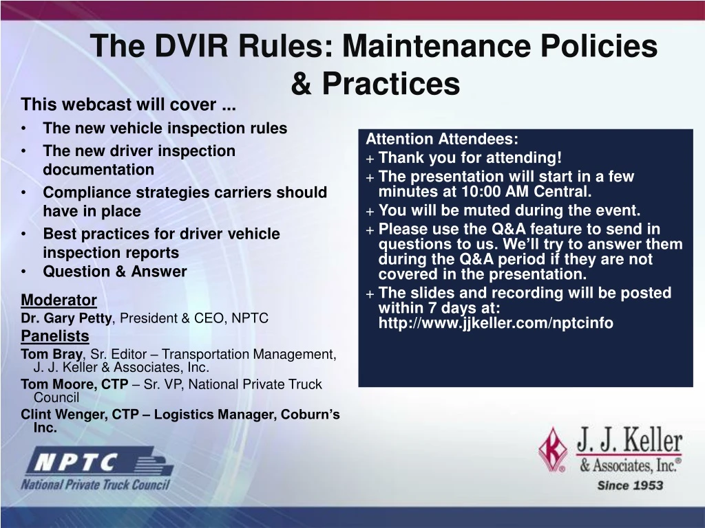 the dvir rules maintenance policies practices