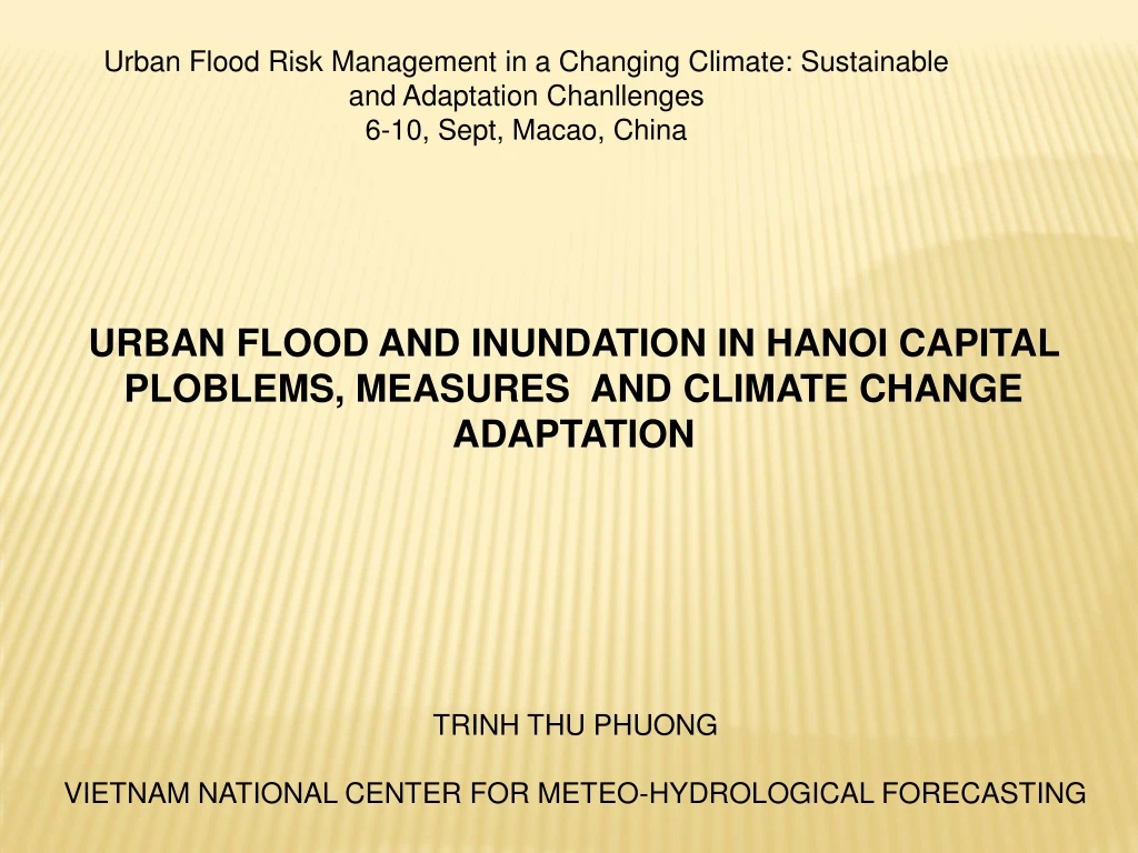 urban flood risk management in a changing climate