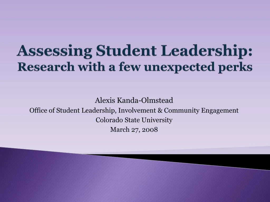 assessing student leadership research with a few unexpected perks