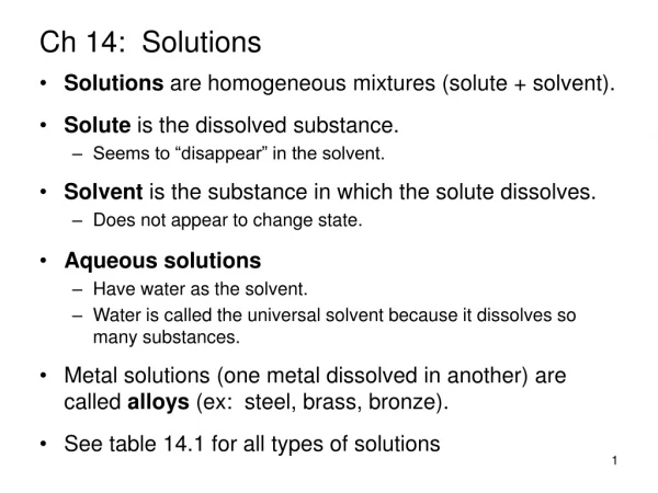 Ch 14:  Solutions