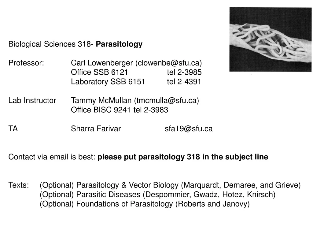 biological sciences 318 parasitology professor