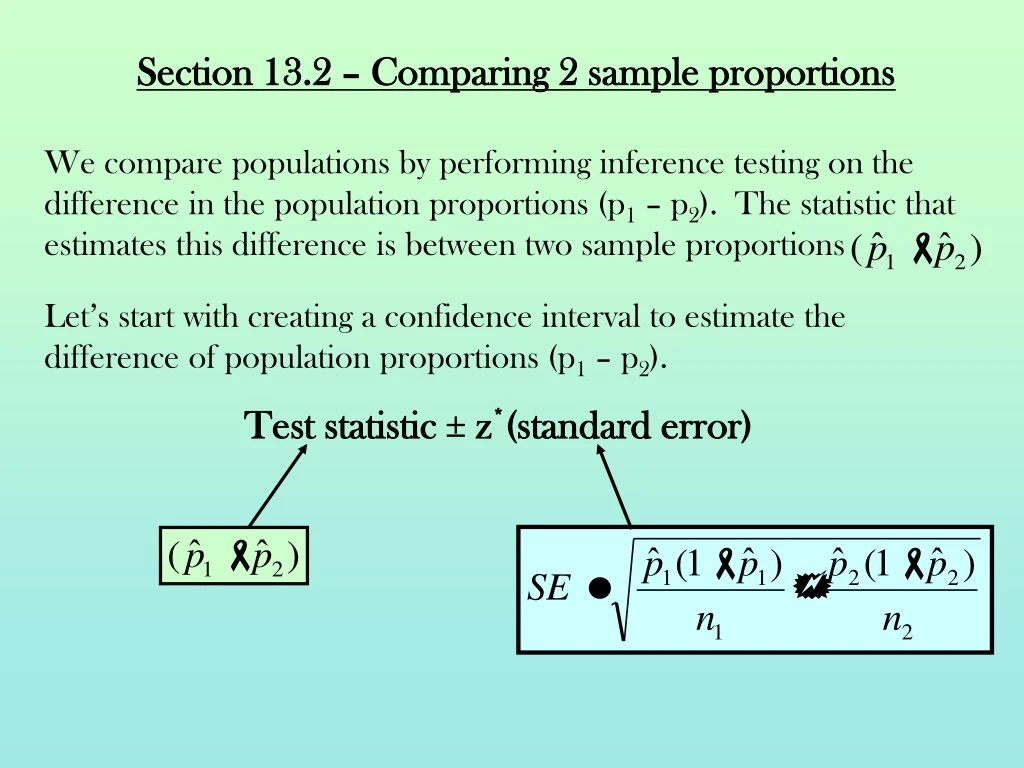 section 13 2 comparing 2 sample proportions
