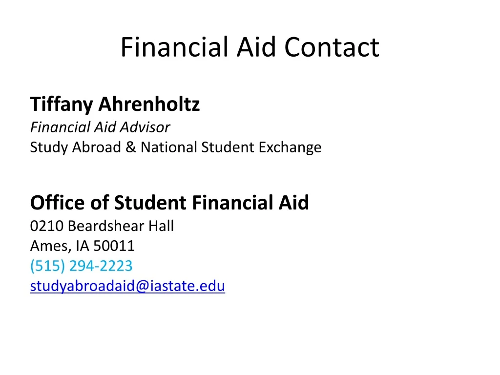 financial aid contact