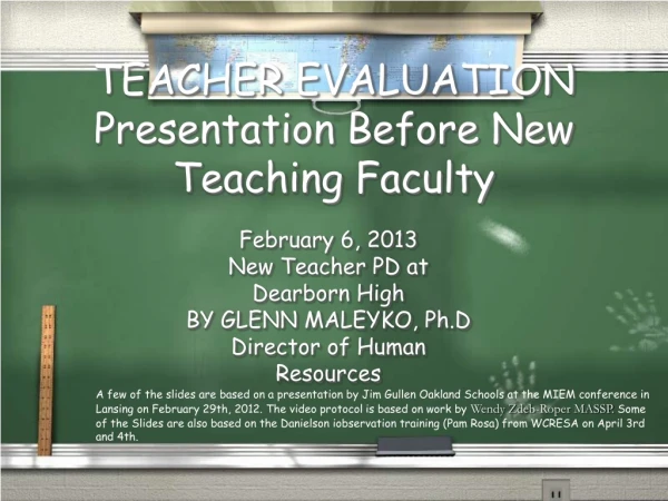 TEACHER EVALUATION Presentation Before New Teaching Faculty