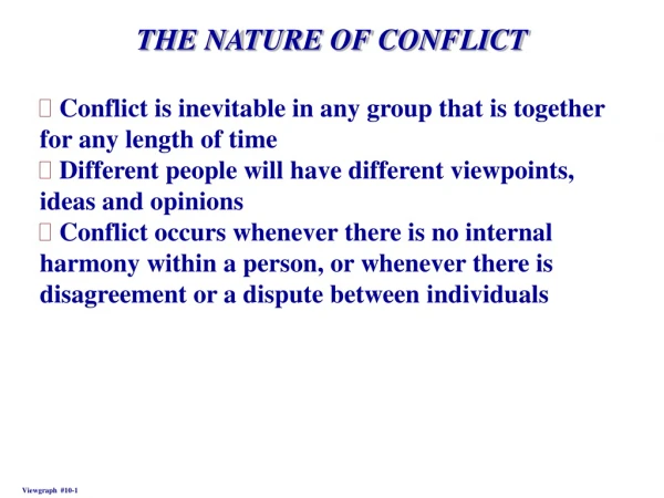 THE NATURE OF CONFLICT