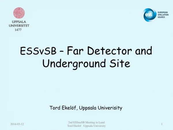 ESS ν SB –  Far Detector and Underground Site