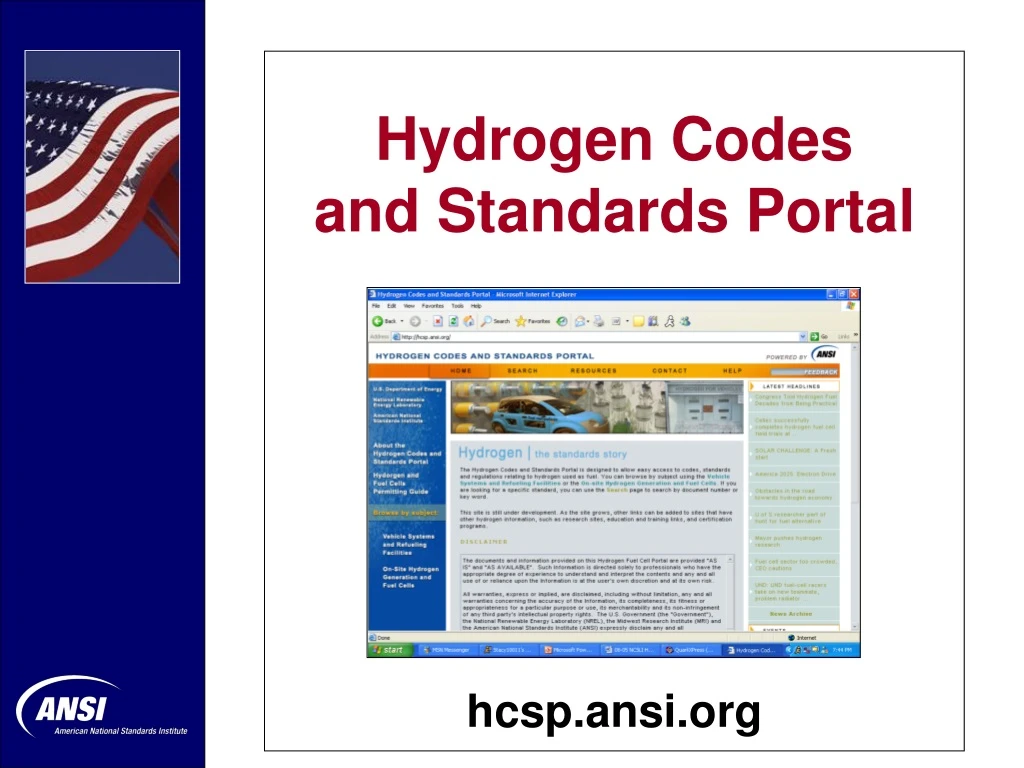 hydrogen codes and standards portal
