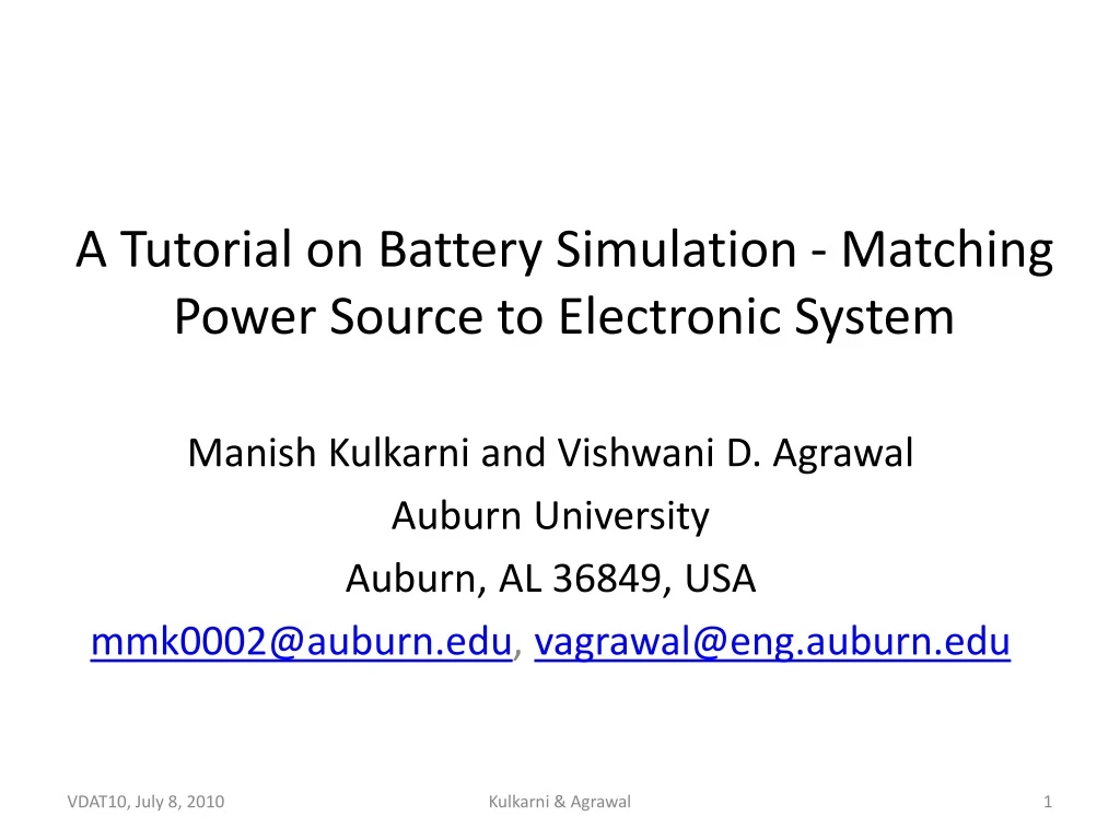 a tutorial on battery simulation matching power source to electronic system