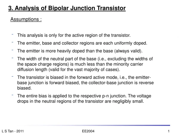3. Analysis of Bipolar Junction Transistor