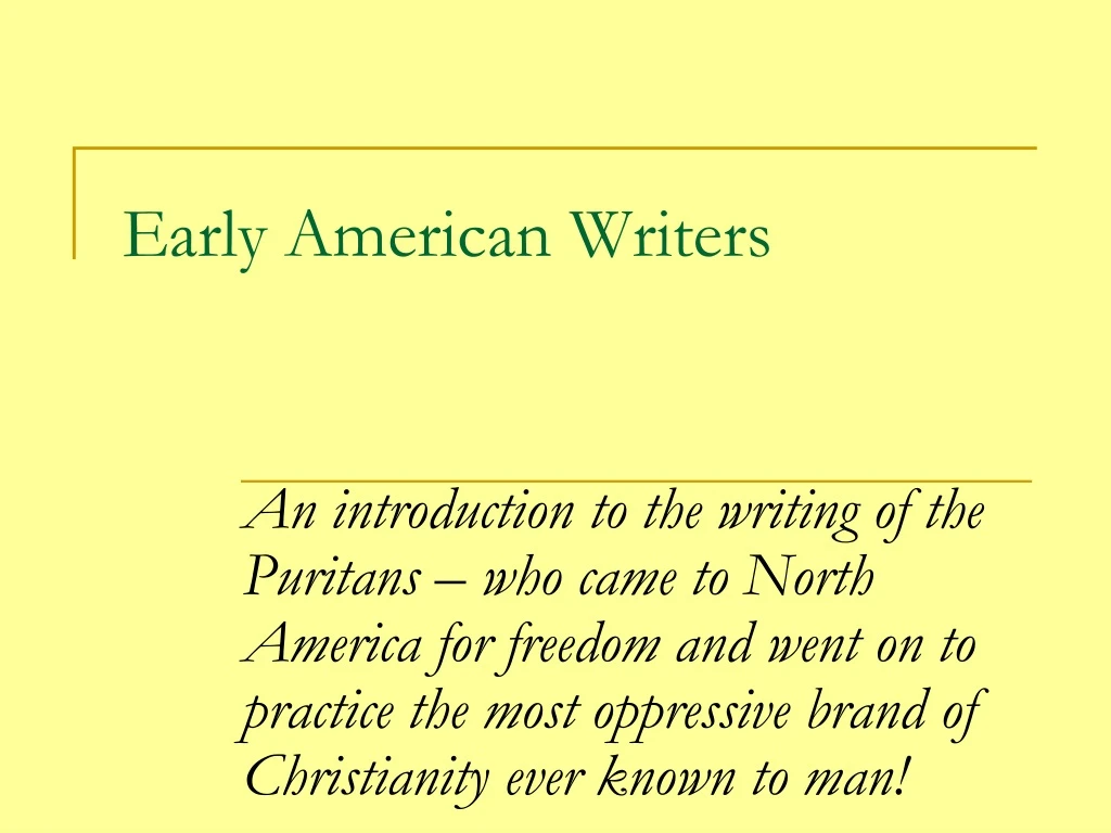 early american writers