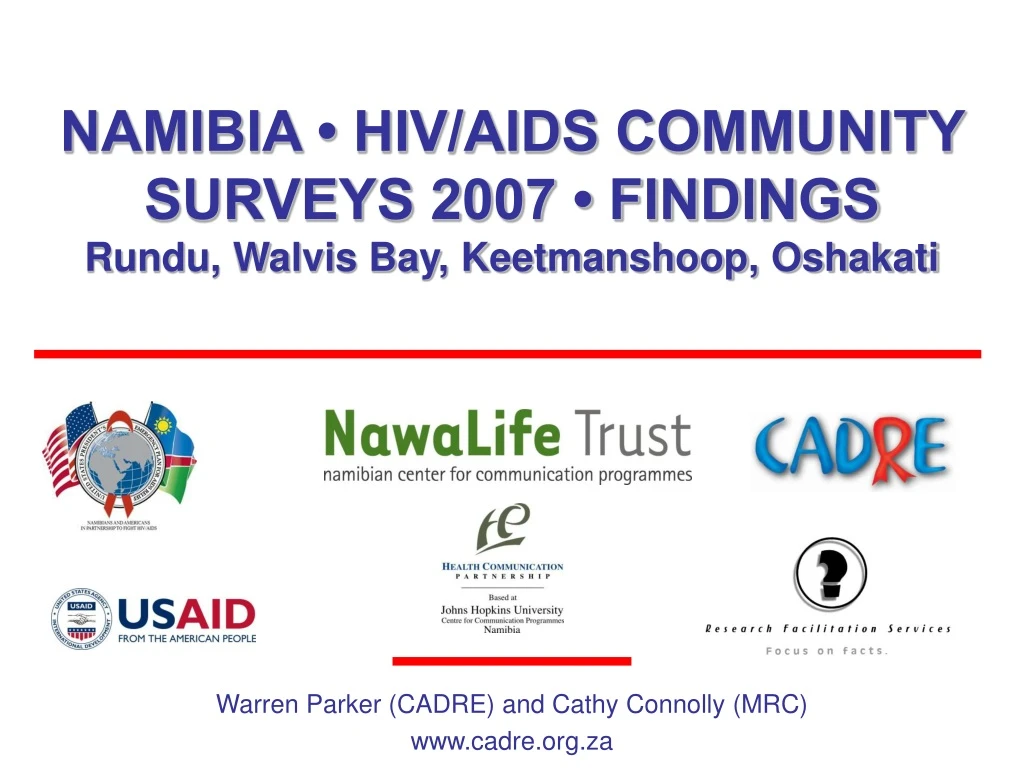 namibia hiv aids community surveys 2007 findings rundu walvis bay keetmanshoop oshakati