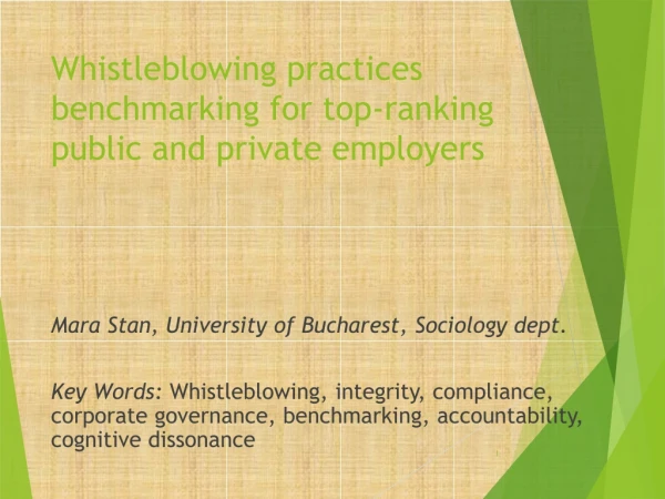 Whistleblowing practices benchmarking for top-ranking public and private employers