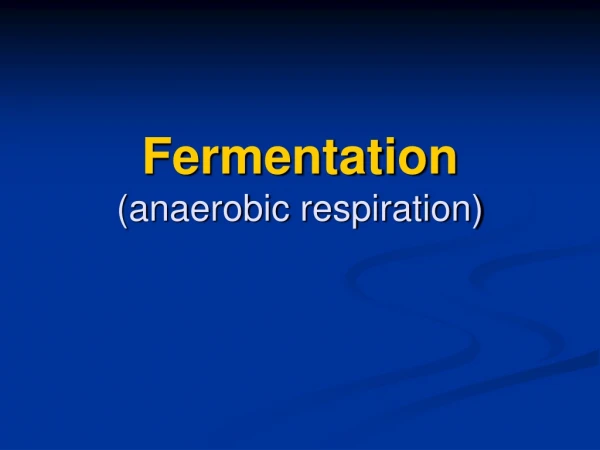 Fermentation (anaerobic respiration)