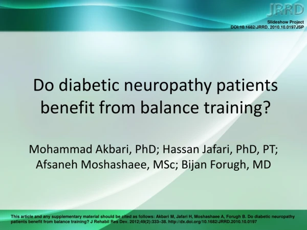 Do diabetic neuropathy patients benefit from balance training?