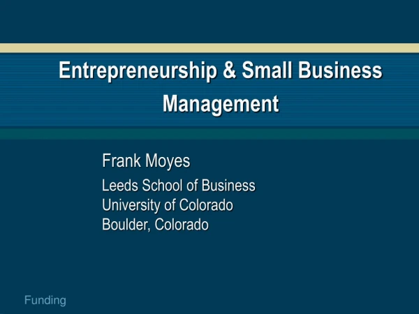 Entrepreneurship &amp; Small Business Management