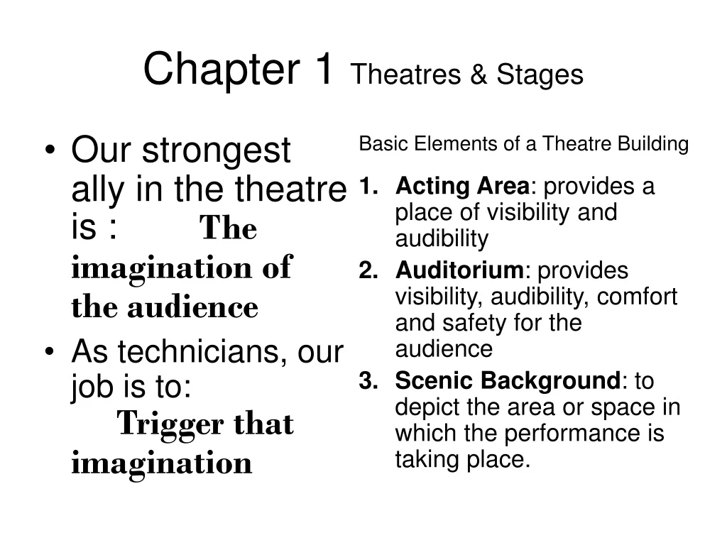 chapter 1 theatres stages