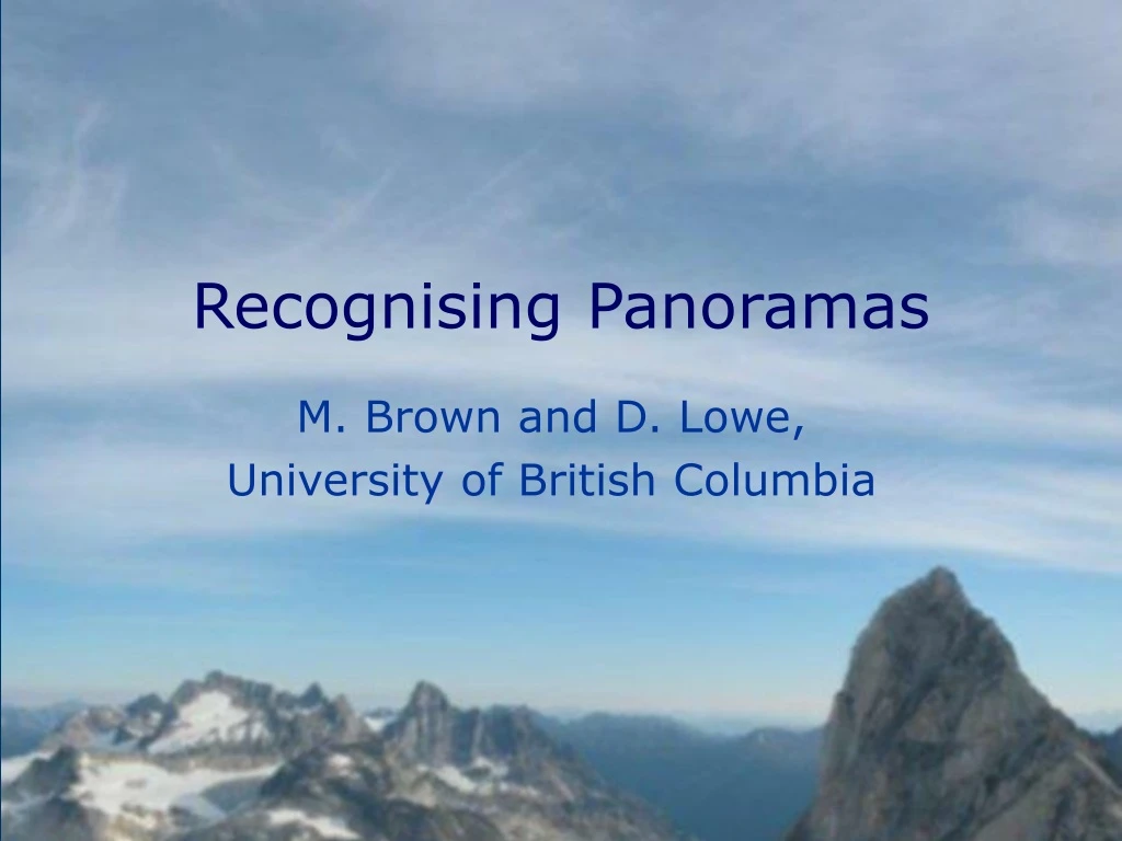 m brown and d lowe university of british columbia