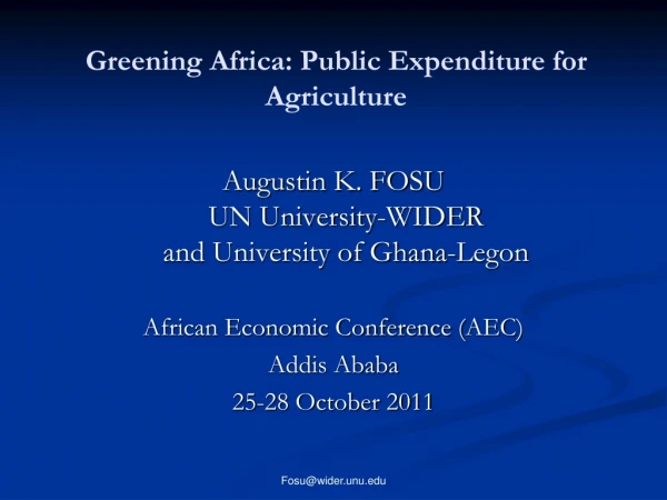 Greening Africa: Public Expenditure for Agriculture